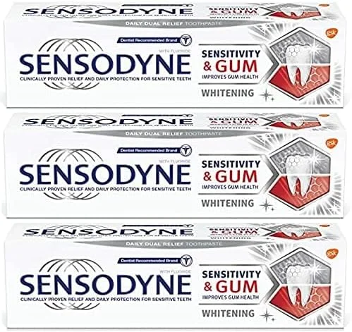 خمیر دندان سنسوداین 3X مخصوص دندان های حساس، محافظ لثه و سفید کننده 75 میلی لیتر خمیر دندان سنسوداین 3X مخصوص دندان های حساس، محافظ لثه و سفید کننده 75 میلی لیتر