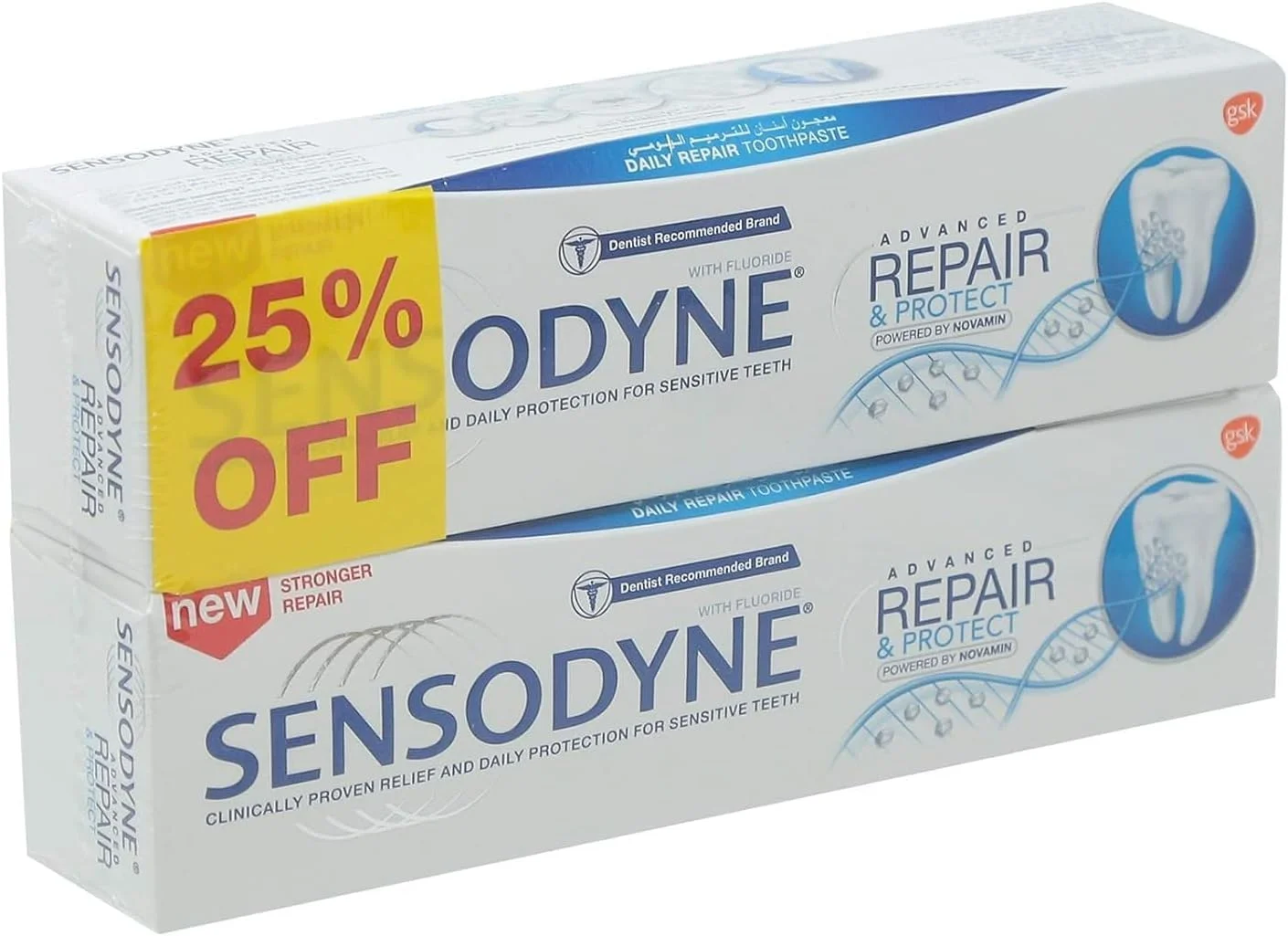 خمیر دندان سنسوداین Repair and Protect بسته 2 عددی، 75 میلی لیتر