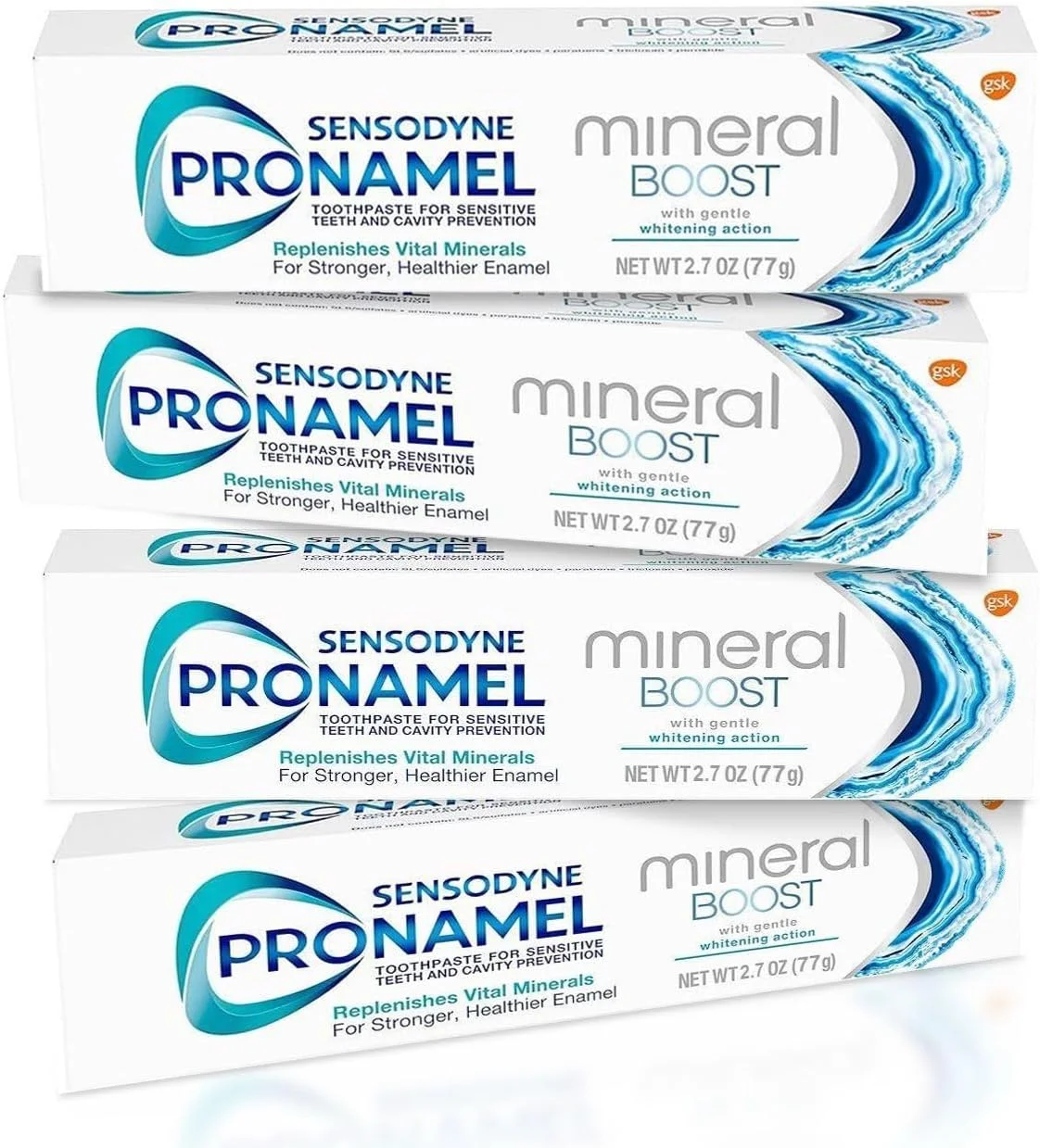 خمیر دندان سنسوداین Pronamel Mineral Boost برای دندان های حساس با عملکرد سفید کنندگی ملایم، 76.5 گرم (بسته 4 عددی)