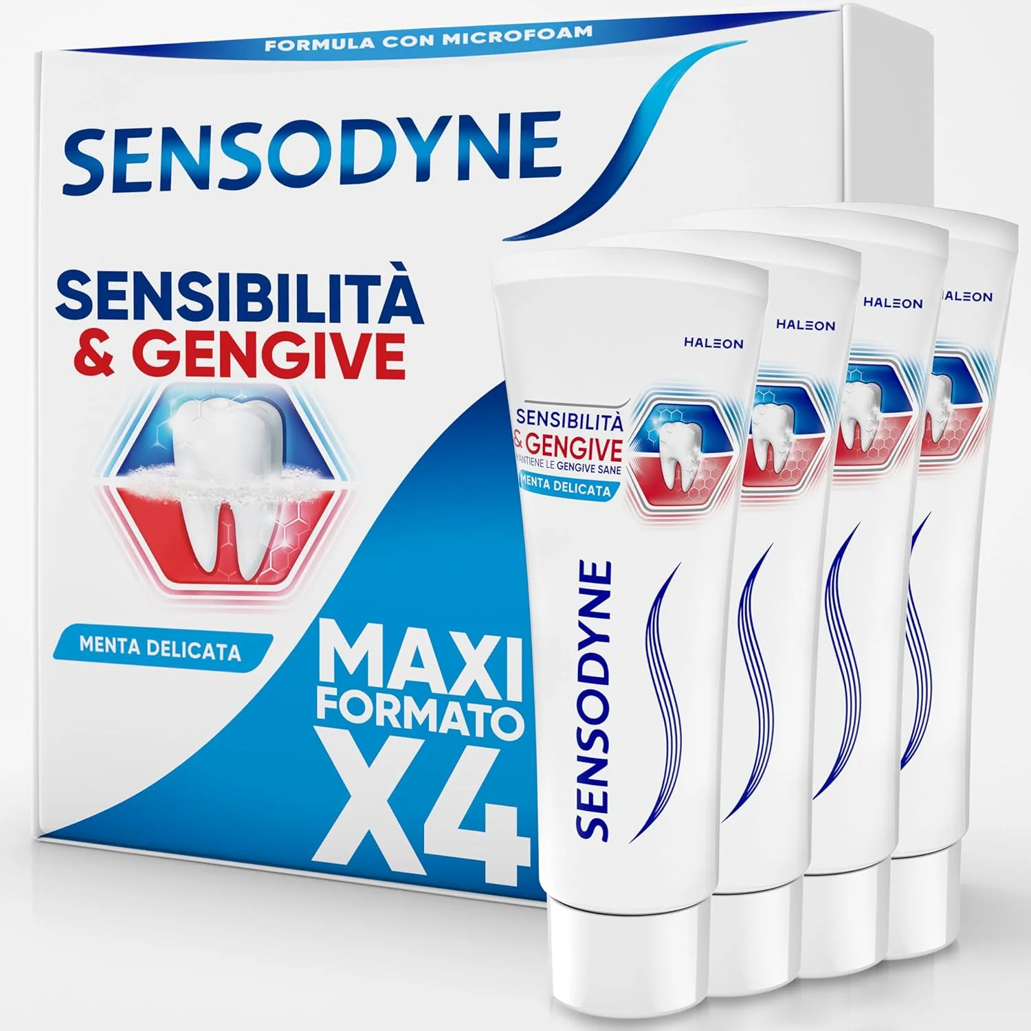 خمیر دندان سنسوداین برای دندان ها و لثه های حساس، بهداشت روزانه دهان و دندان، طعم نعناع، فرمت بزرگ 4 عدد 75 میلی لیتری