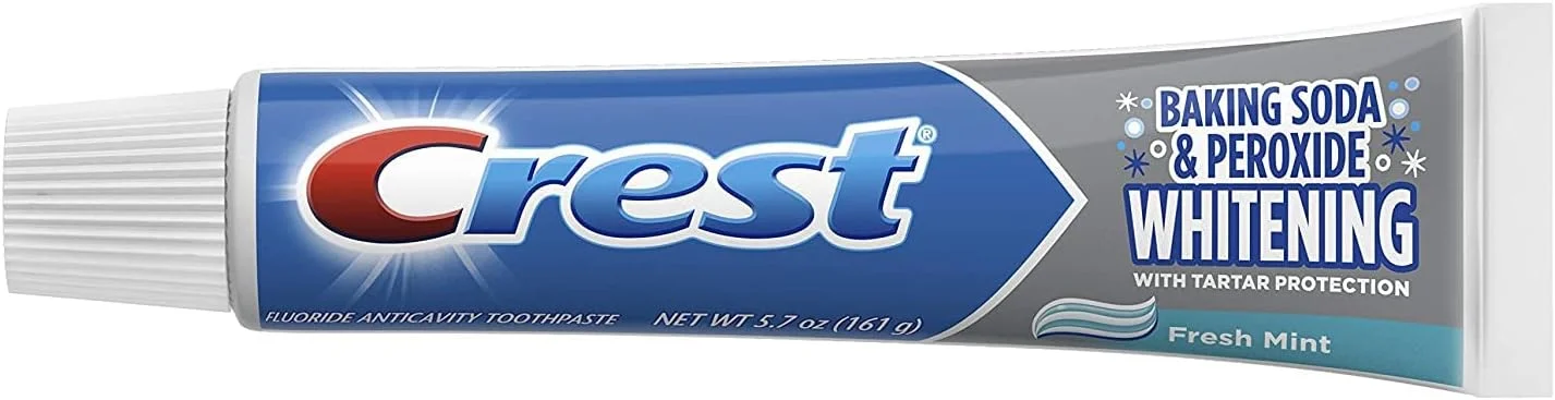 خمیر دندان محافظت از پوسیدگی و جرم کرست، سفید کننده با جوش شیرین و پراکسید، (3 عدد تیوب 161 گرمی) 483 گرم