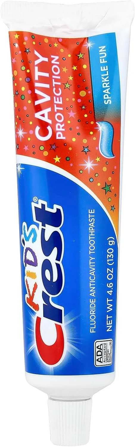خمیر دندان کودکانه کرست، حاوی فلوراید، ضد پوسیدگی، طعم Sparkle Fun، ۱۳۰ گرم