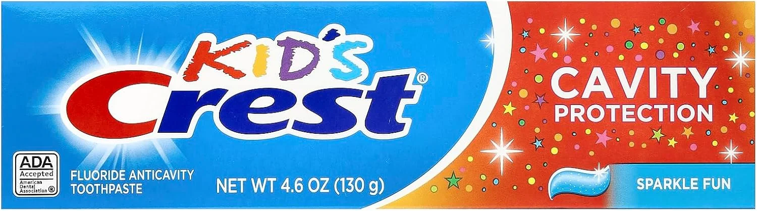 خمیر دندان کودکانه کرست، حاوی فلوراید، ضد پوسیدگی، طعم Sparkle Fun، ۱۳۰ گرم