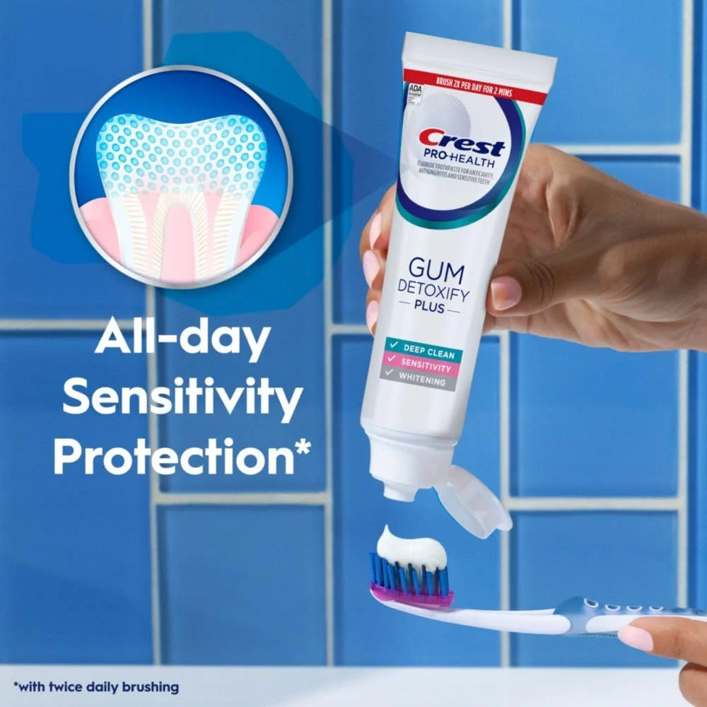 خمیر دندان کرست Pro-Health Gum Detoxify Plus، بسته 3 عددی 127 گرمی - خمیر دندان فلوراید ضد باکتری، محافظت از حساسیت، سفید کننده دندان، ضد پوسیدگی، کنترل پلاک