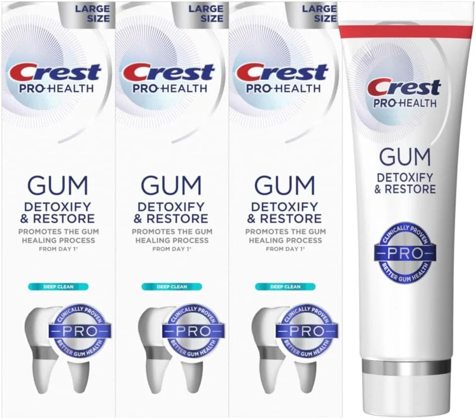 خمیر دندان پاک کننده عمیق و ترمیم کننده لثه کرست پرو-هلث، 130 گرم (بسته 3 عددی)، خمیر دندان کرست، ضد پوسیدگی، خمیر دندان فلوراید ضد باکتری، از نظر بالینی ثابت شده، محافظت از لثه و مینای دندان
