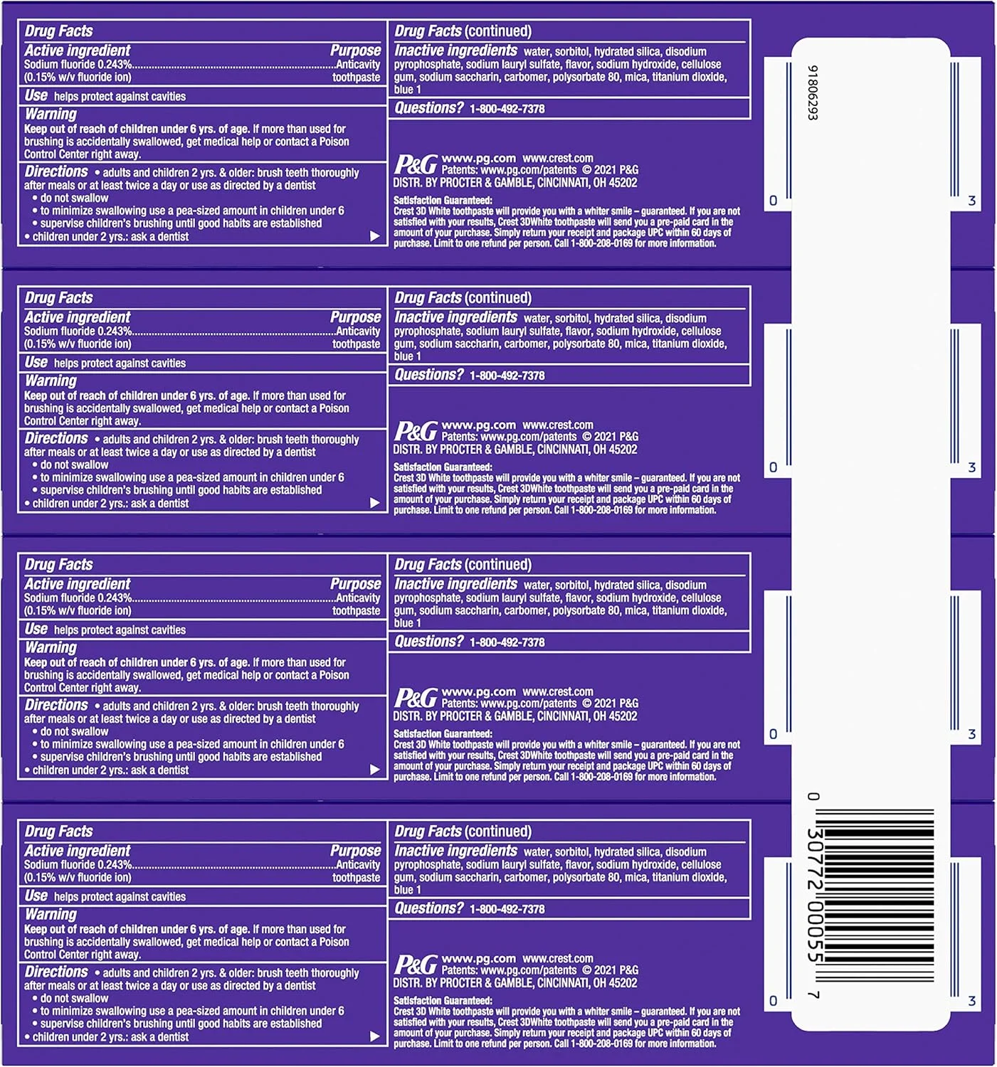 خمیر دندان سفید کننده قوی کرست، نعناع درخشان، بسته 4 عددی