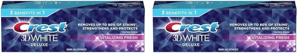 خمیر دندان سفید کننده فوری مرواریدی کرست تری دی وایت دلوکس 75 میلی لیتر (بسته 2 عددی)