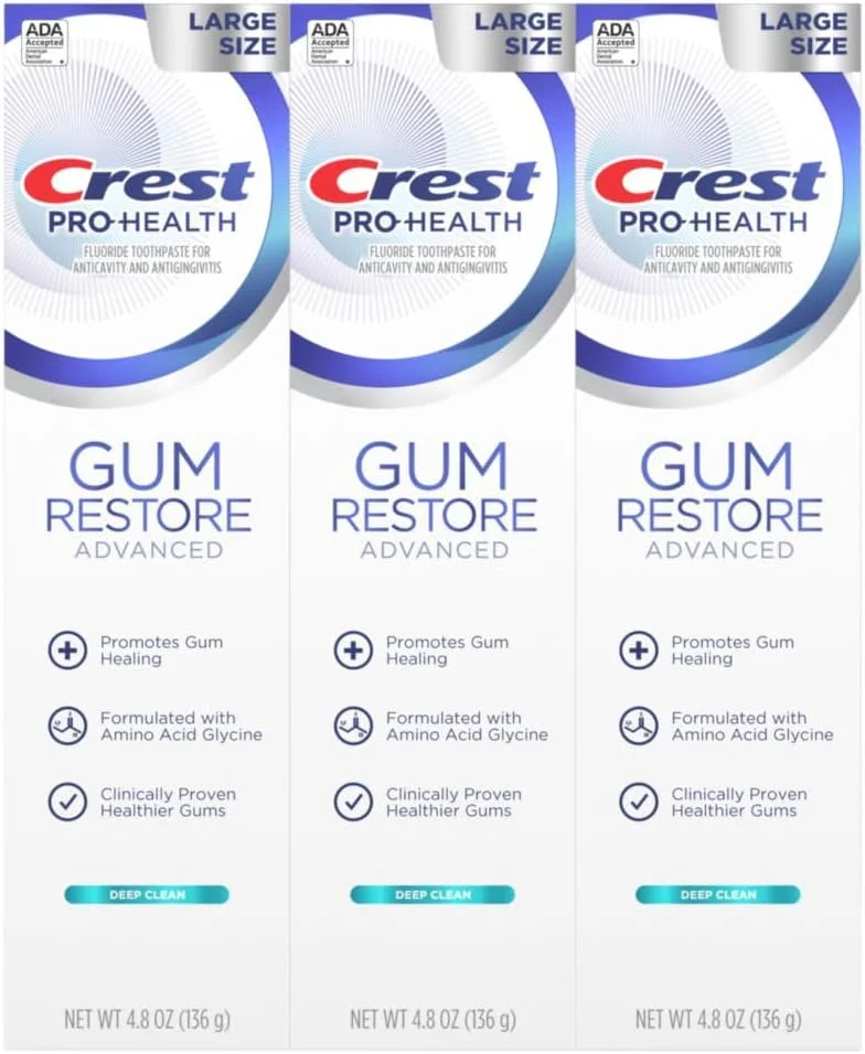 خمیر دندان کرست Pro-Health Advanced Gum Restore Deep Clean، بسته 3 عددی، 136 گرمی - ضد پوسیدگی، ضد باکتری، حاوی فلوراید، محافظت از لثه و مینای دندان خمیر دندان کرست Pro-Health Advanced Gum Restore Deep Clean، بسته 3 عددی، 136 گرمی - ضد پوسیدگی، ضد باکتری، حاوی فلوراید، محافظت از لثه و مینای دندان
