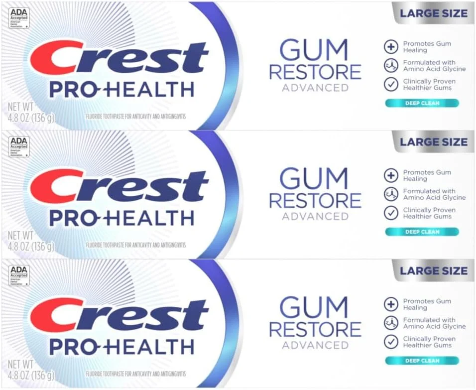 خمیر دندان کرست Pro-Health Advanced Gum Restore Deep Clean، بسته 3 عددی، 136 گرمی - ضد پوسیدگی، ضد باکتری، حاوی فلوراید، محافظت از لثه و مینای دندان خمیر دندان کرست Pro-Health Advanced Gum Restore Deep Clean، بسته 3 عددی، 136 گرمی - ضد پوسیدگی، ضد باکتری، حاوی فلوراید، محافظت از لثه و مینای دندان