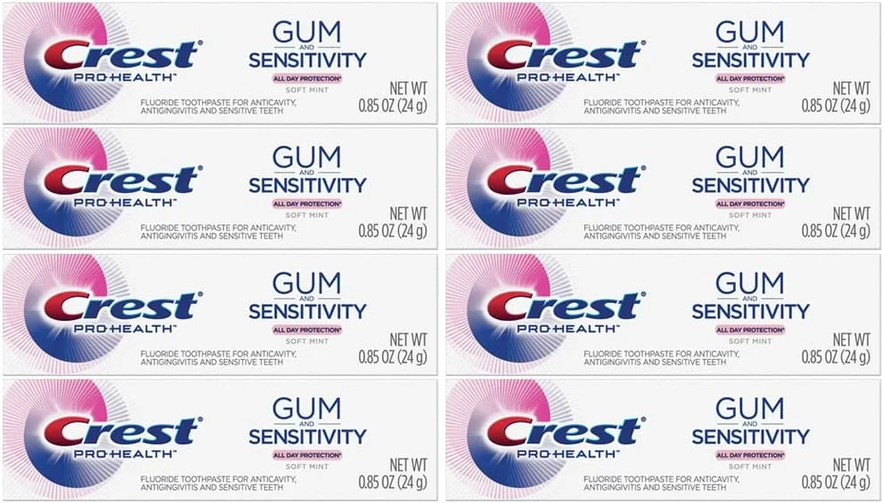 خمیر دندان کرست پرو هلث برای لثه و دندان های حساس، نعناع ملایم، سایز مسافرتی 24 گرمی - بسته 8 عددی