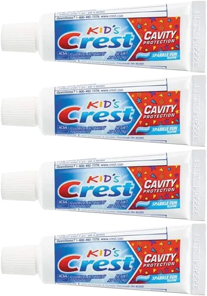خمیر دندان محافظت از دندان کودک کرست، سرگرم کننده درخشان، اندازه مسافرتی 24 گرم - بسته 4 عددی