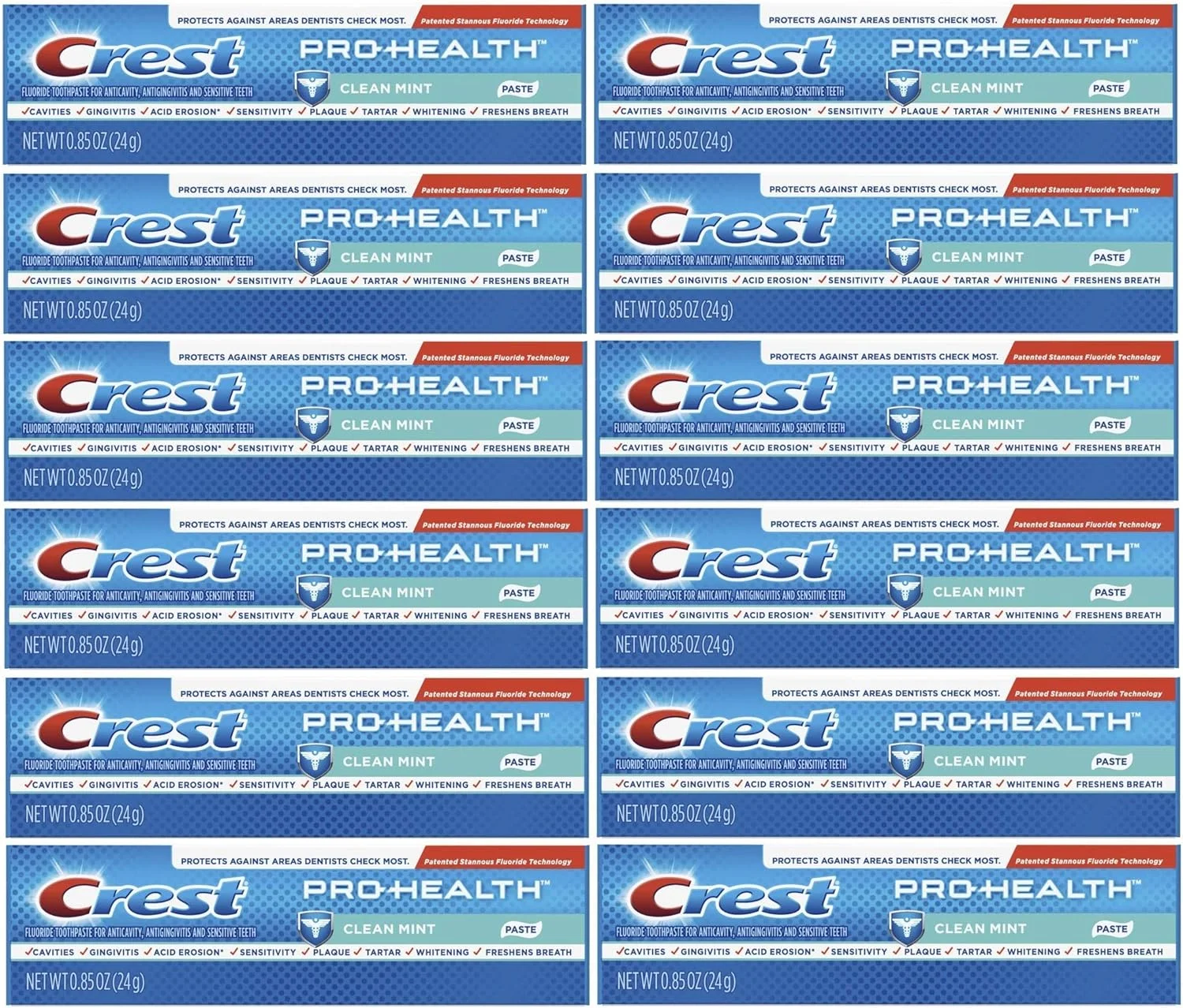 خمیر دندان کرست، خمیر نعناع تمیز پرو هلث، اندازه مسافرتی (24 گرم) - بسته 12 عددی