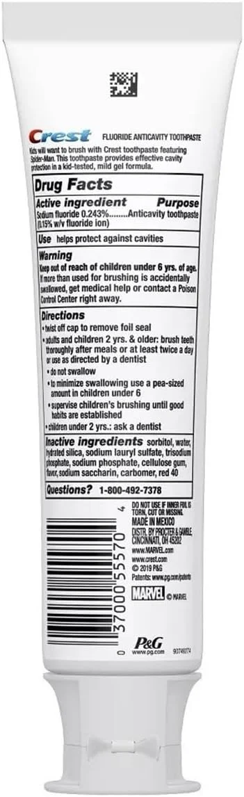 خمیر دندان کودکانه کرست با طرح مرد عنکبوتی مارول، طعم توت فرنگی، 119 گرم (بسته 3 عددی)