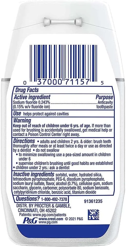 خمیر دندان ژلی سفید کننده کرست با طعم نعناع تازه، کنترل کامل جرم دندان، اندازه 4.6 اونس