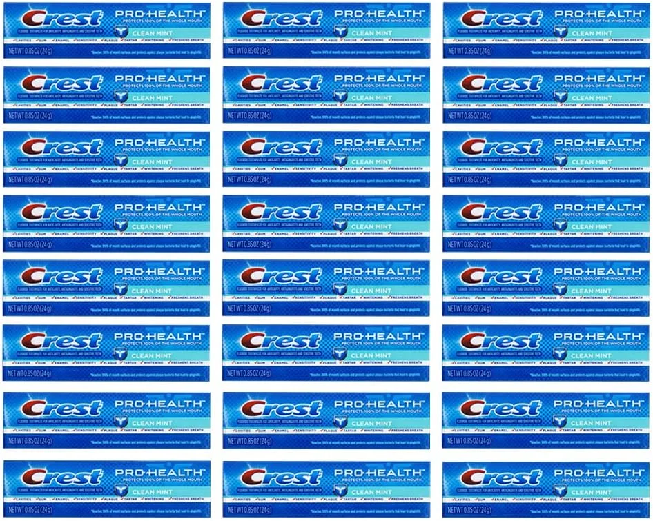 خمیر دندان کرست پرو-هلث با طعم نعناع تمیز، فرمول صاف، 24 گرمی، اندازه مسافرتی، (بسته 24 عددی)