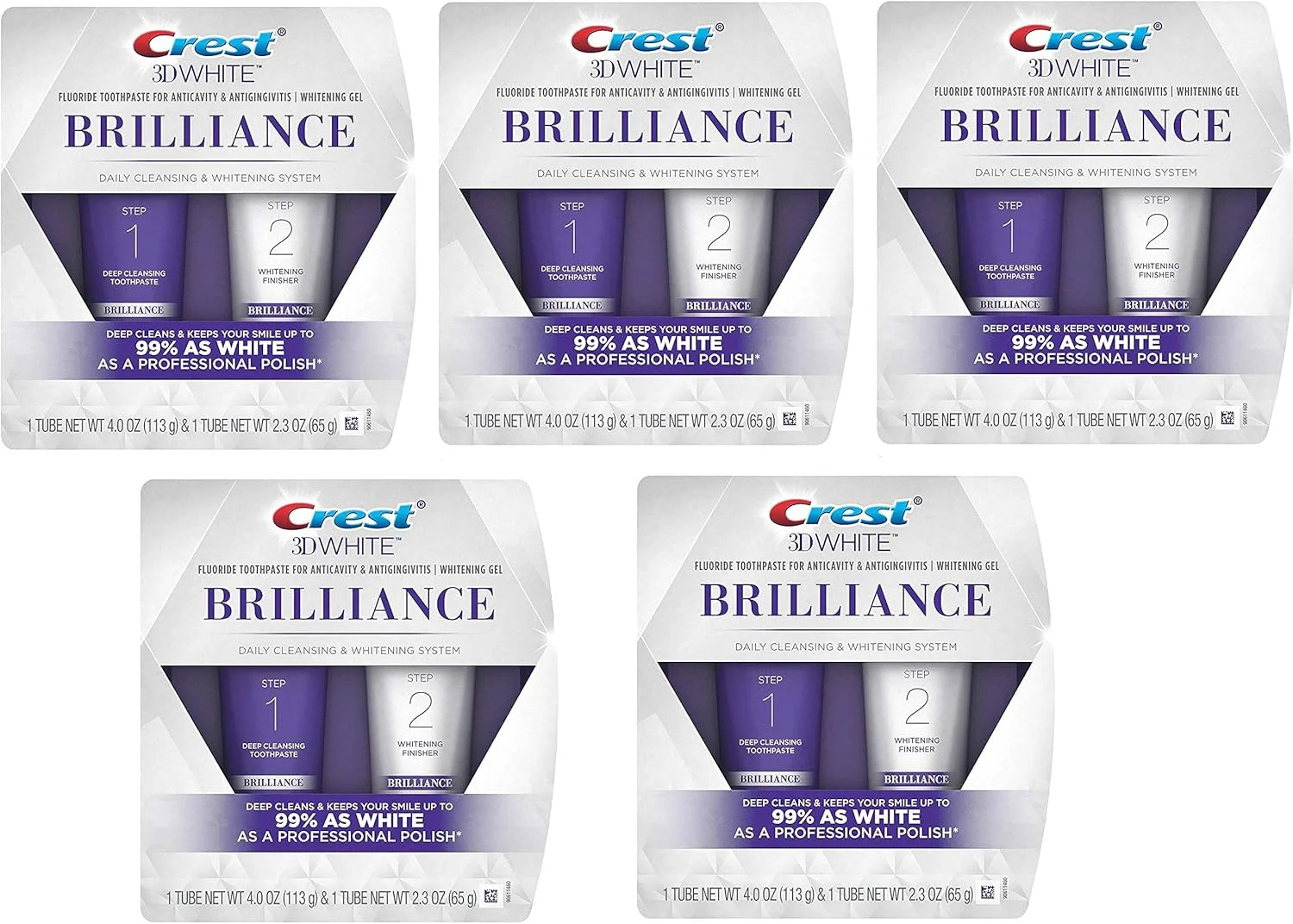 سیستم خمیر دندان و ژل سفید کننده دندان Crest 3D White Brilliance، 113 گرم و 65 گرم