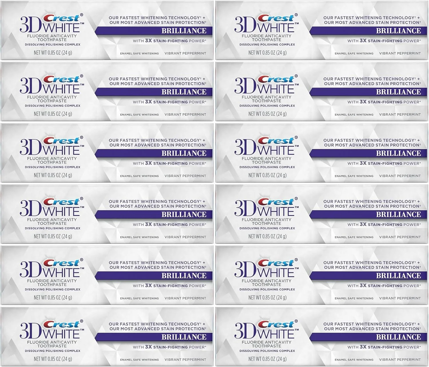 خمیر دندان سفید کننده کرست، نعناع فلفلی پر جنب و جوش، اندازه مسافرتی، مورد تایید TSA، 24 گرم (بسته 12 عددی)