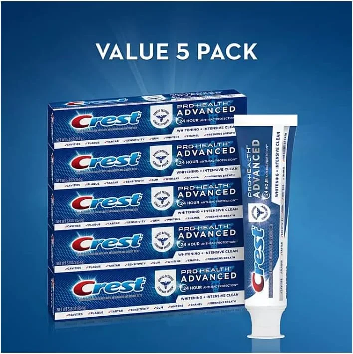 خمیر دندان کرست پرو-هلث، سفید کننده پیشرفته دندان (164 گرم، بسته 5 عددی) خمیر دندان کرست پرو-هلث، سفید کننده پیشرفته دندان (164 گرم، بسته 5 عددی)