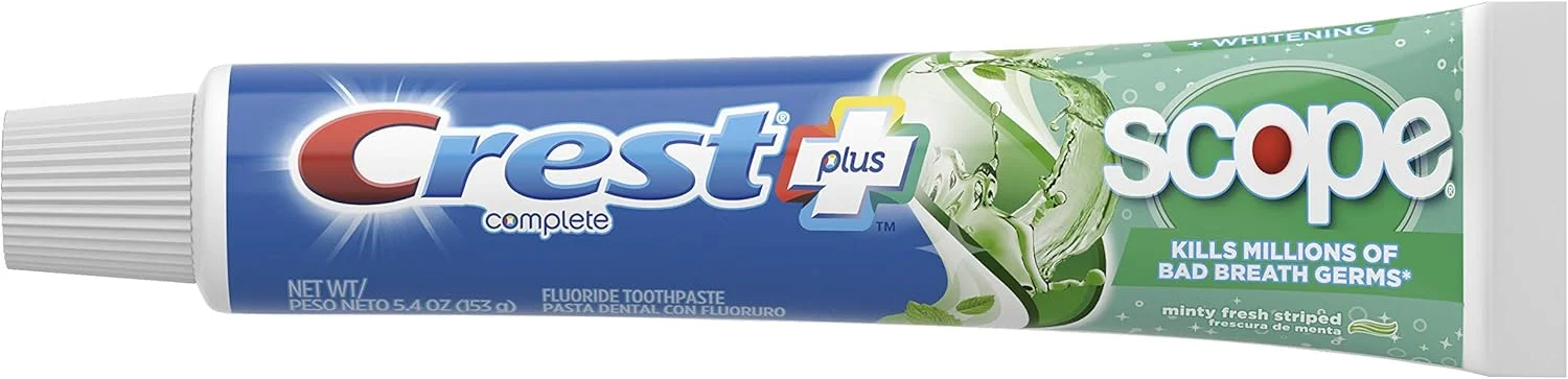 خمیر دندان کرست، به همراه دهانشویه اسکوپ، ضد پوسیدگی حاوی فلوراید، نعنایی تازه راه راه، بسته 2 عددی، 153 گرم