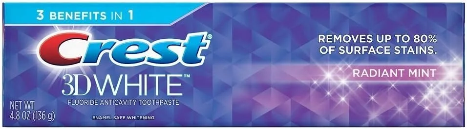 خمیر دندان سفید کننده سه بعدی کرست، نعناع درخشان، 136 گرم (بسته 4 عددی)