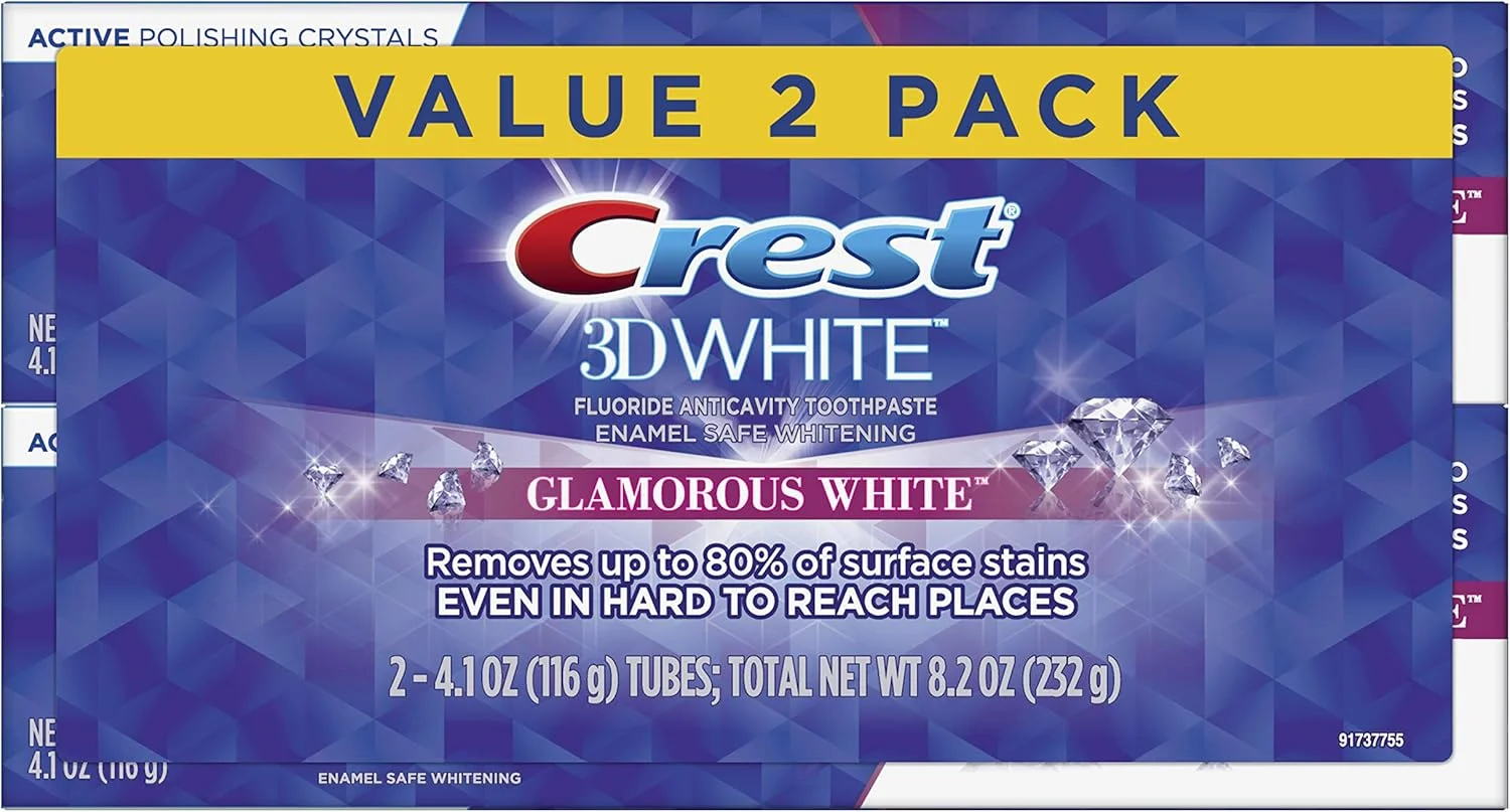 خمیر دندان سفید کننده کرست 3D White، سفید کننده فریبنده، 116 گرم، بسته 2 عددی