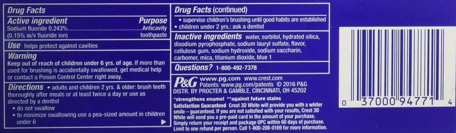 خمیر دندان سفید کننده کرست 3D White با طعم نعناع درخشان، 100 گرم خمیر دندان سفید کننده کرست 3D White با طعم نعناع درخشان، 100 گرم