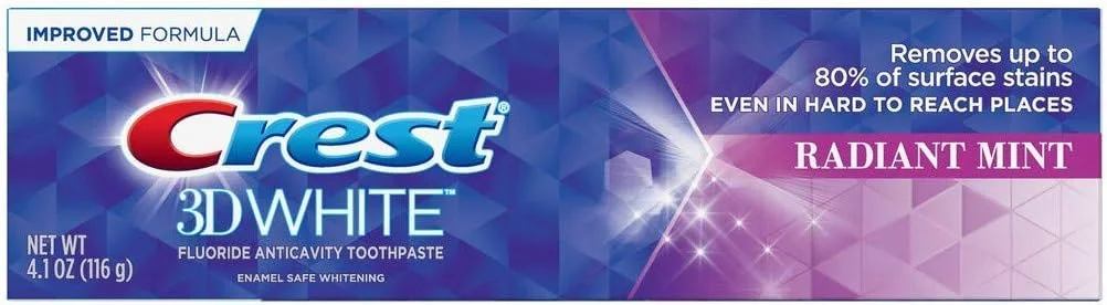 خمیر دندان کرست 3D White با طعم نعناع درخشان، 116 گرم