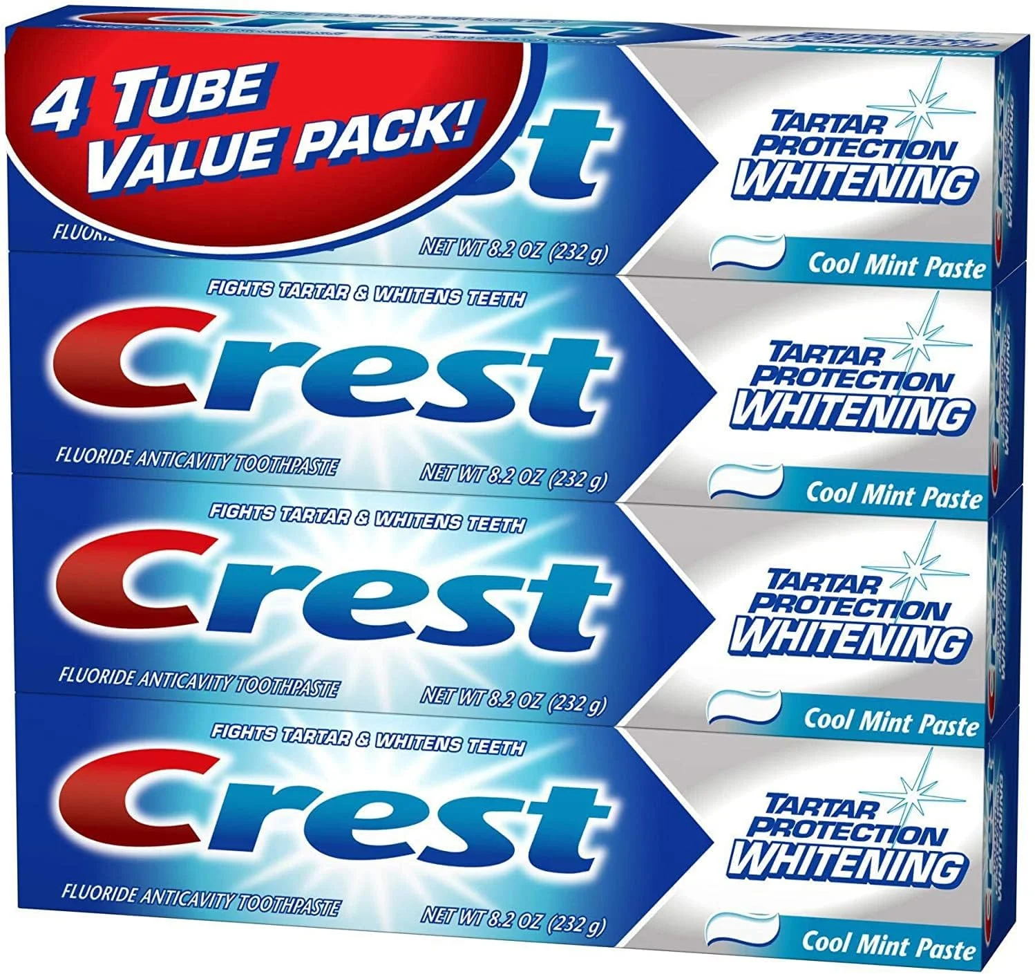 خمیر دندان کرست محافظت از جرم و سفید کننده نعناع خنک، ضد پوسیدگی، 232 گرم (بسته 4 عددی)