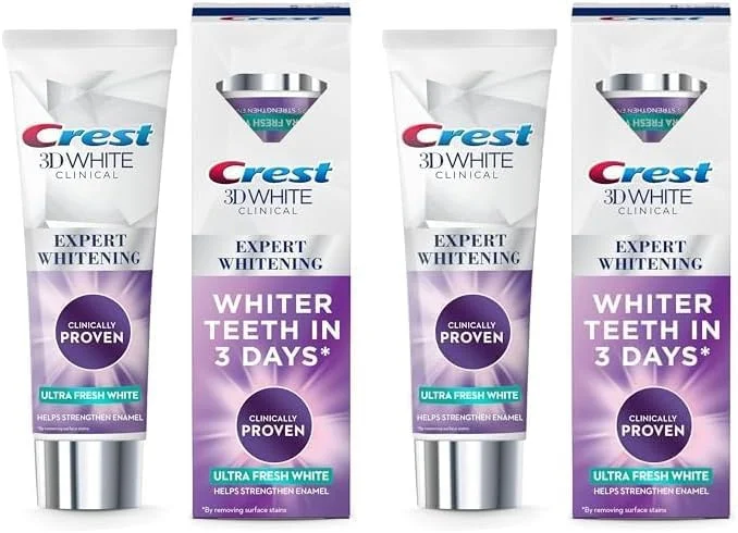 خمیر دندان سفید کننده پیشرفته کرست 3DWhite Clinical Ultra Fresh White با فناوری سفید کنندگی، 75 میلی لیتر (بسته 2 عددی)