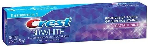 خمیر دندان سفید کننده فلوراید کرست 3D با طعم نعناع درخشان 70 گرم