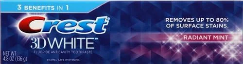 خمیر دندان سفید کننده نعناع درخشان کرست 3D White، 136 گرم