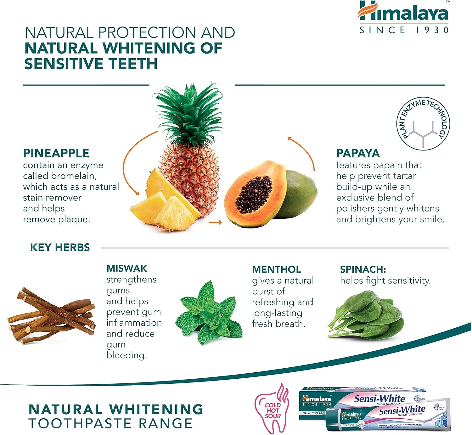 خمیر دندان گیاهی هیمالیا Sensi-White برای تسکین سریع و طولانی مدت دندان های حساس و کمک به حفظ سفیدی دندان ها (تک بسته جدید!)