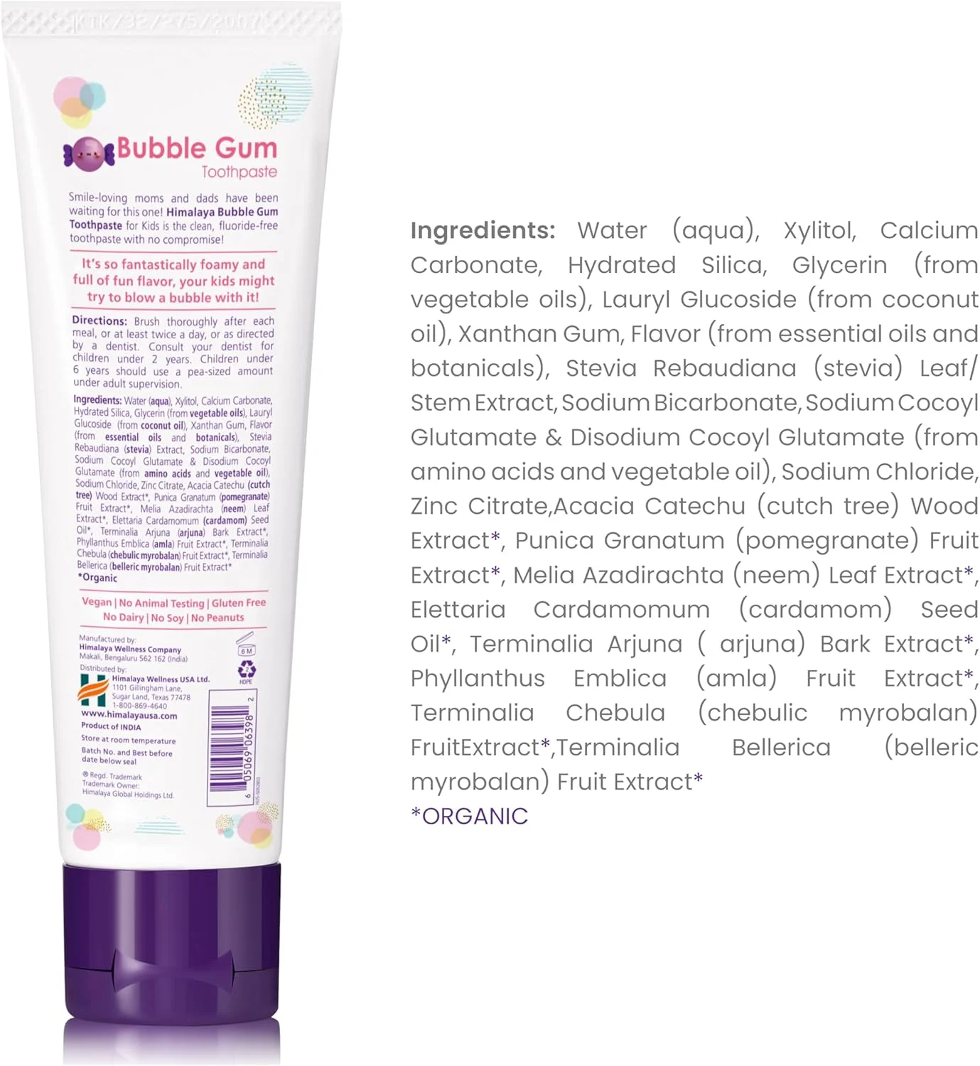 خمیر دندان کودک هیمالیا بوتانیک، گیاهی، طعم آدامس بادکنکی، مبارزه با پلاک، بدون فلوراید، ملایم، بدون طعم یا رنگ مصنوعی، بدون SLS، بدون گلوتن، بدون ظلم به حیوانات، وگان، کف کننده، 113 گرم، 1 عدد…