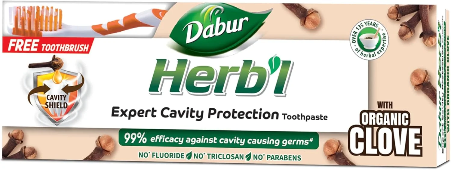 خمیر دندان گیاهی دابور محافظت از دندان با طعم میخک (150 گرم + مسواک) | غنی شده با میخک | خمیر دندان طبیعی برای دندان های قوی و بدون پوسیدگی خمیر دندان گیاهی دابور محافظت از دندان با طعم میخک (150 گرم + مسواک) | غنی شده با میخک | خمیر دندان طبیعی برای دندان های قوی و بدون پوسیدگی