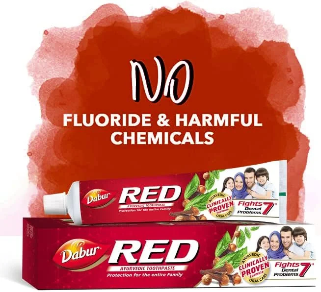 خمیر دندان گیاهی دابور رِد برای دندان و لثه ۱۰۰ گرم | غنی شده با مواد اولیه قوی آیورودا | برای لثه های سالم و دندان های قوی