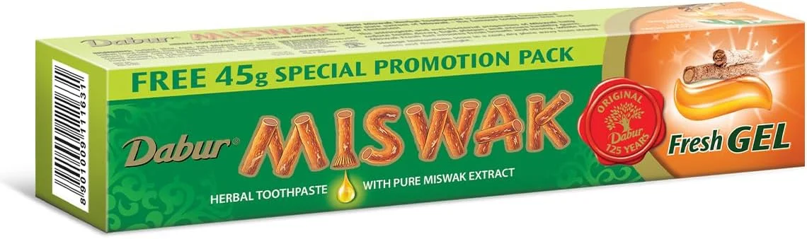 ژل خمیر دندان دابور مسواک فرش (150 گرم + مسواک) | فرموله شده با عصاره های خالص اراک | برای دندان های قوی و تنفس فوق العاده تازه