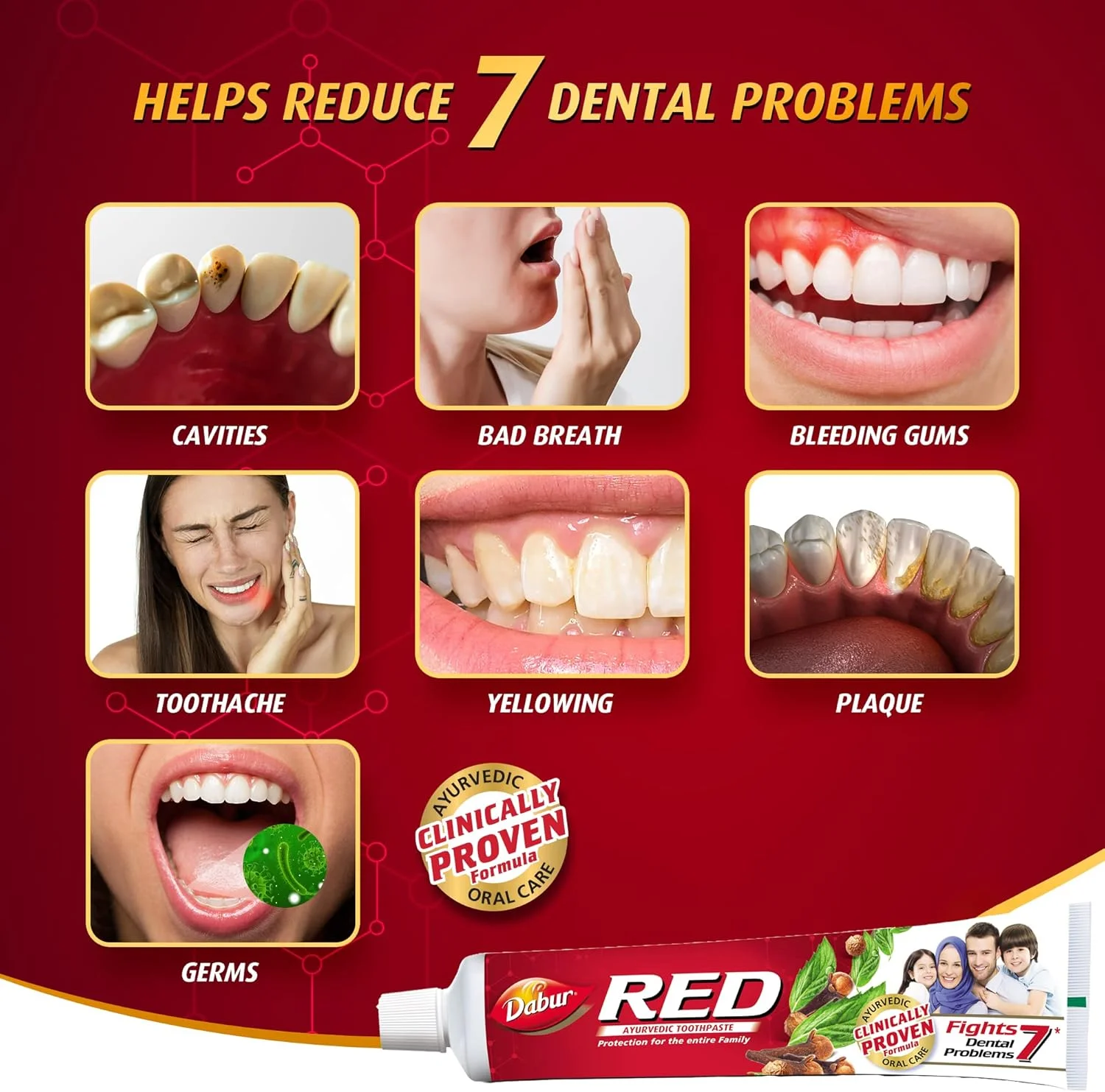 خمیر دندان آیورودیک قرمز دابور برای دندان ها و لثه - خمیر دندان مسافرتی کوچک، 20 گرم