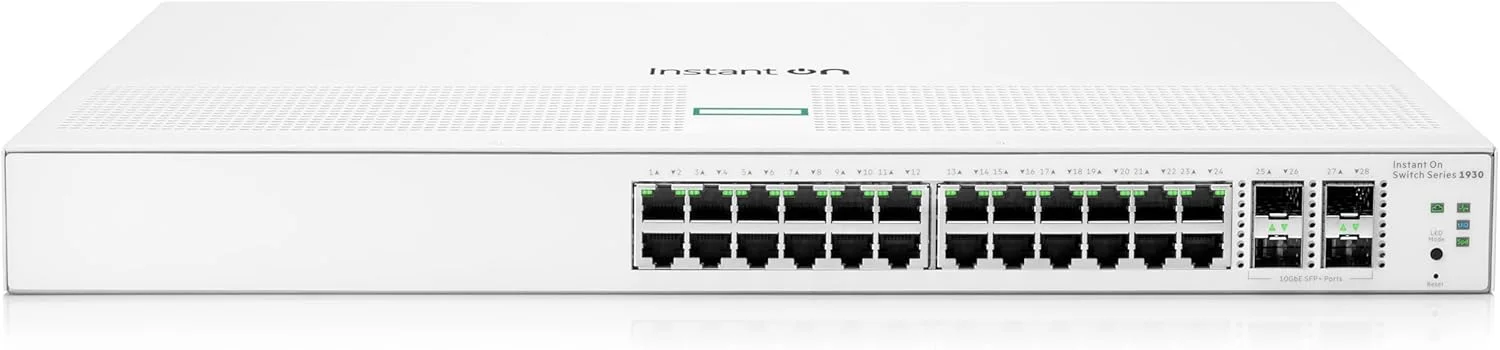 سوئیچ شبکه 24 پورت گیگابیتی HPE Networking Instant On سری 1930، لایه 2+، مدیریت هوشمند، اترنت | 24x 1G | 4x SFP+ | کابل برق UK (JL682A#ACC) سوئیچ شبکه 24 پورت گیگابیتی HPE Networking Instant On سری 1930، لایه 2+، مدیریت هوشمند، اترنت | 24x 1G | 4x SFP+ | کابل برق UK (JL682A#ACC)
