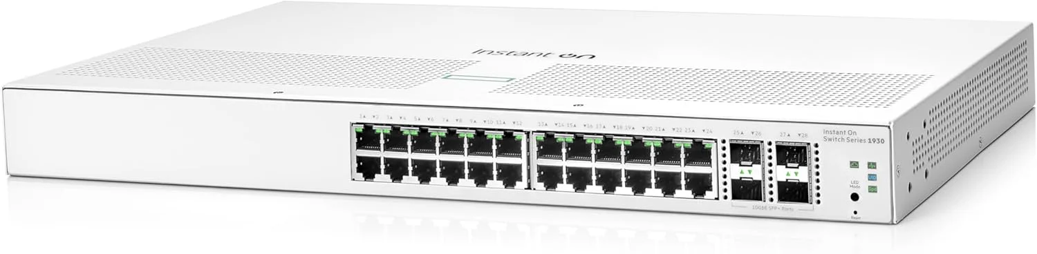 سوئیچ شبکه 24 پورت گیگابیتی HPE Networking Instant On سری 1930، لایه 2+، مدیریت هوشمند، اترنت | 24x 1G | 4x SFP+ | کابل برق UK (JL682A#ACC) سوئیچ شبکه 24 پورت گیگابیتی HPE Networking Instant On سری 1930، لایه 2+، مدیریت هوشمند، اترنت | 24x 1G | 4x SFP+ | کابل برق UK (JL682A#ACC)