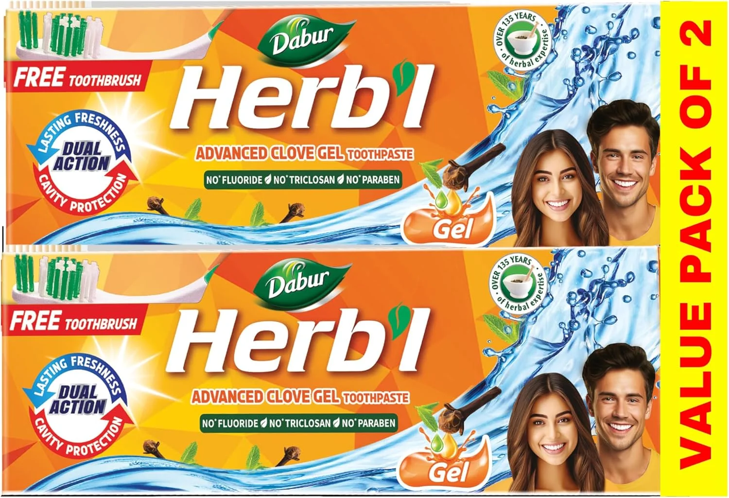 خمیر دندان ژلی میخک پیشرفته گیاهی دابور (2x150 گرم + مسواک رایگان) | برای محافظت از دندان + طراوت ماندگار | حاوی روغن میخک و روغن نعناع | بدون تریکلوزان، بدون فلوراید، بدون پارابن خمیر دندان ژلی میخک پیشرفته گیاهی دابور (2x150 گرم + مسواک رایگان) | برای محافظت از دندان + طراوت ماندگار | حاوی روغن میخک و روغن نعناع | بدون تریکلوزان، بدون فلوراید، بدون پارابن