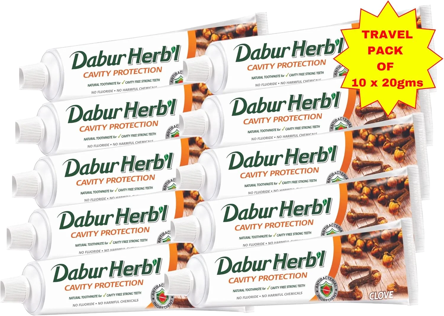 خمیر دندان کوچک دابور هربال محافظت از دندان با طعم میخک (10 عدد x 20 گرم) | سایز مسافرتی | خمیر دندان طبیعی بدون فلوراید برای محافظت از دندان و دندان های قوی | بسته اقتصادی خمیر دندان کوچک دابور هربال محافظت از دندان با طعم میخک (10 عدد x 20 گرم) | سایز مسافرتی | خمیر دندان طبیعی بدون فلوراید برای محافظت از دندان و دندان های قوی | بسته اقتصادی