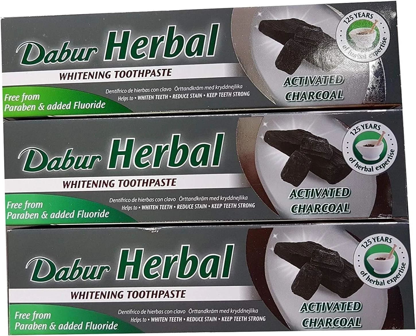 خمیر دندان ذغالی فعال گیاهی دابور 3x 100 میلی لیتر محصولات مراقبت آیورودا