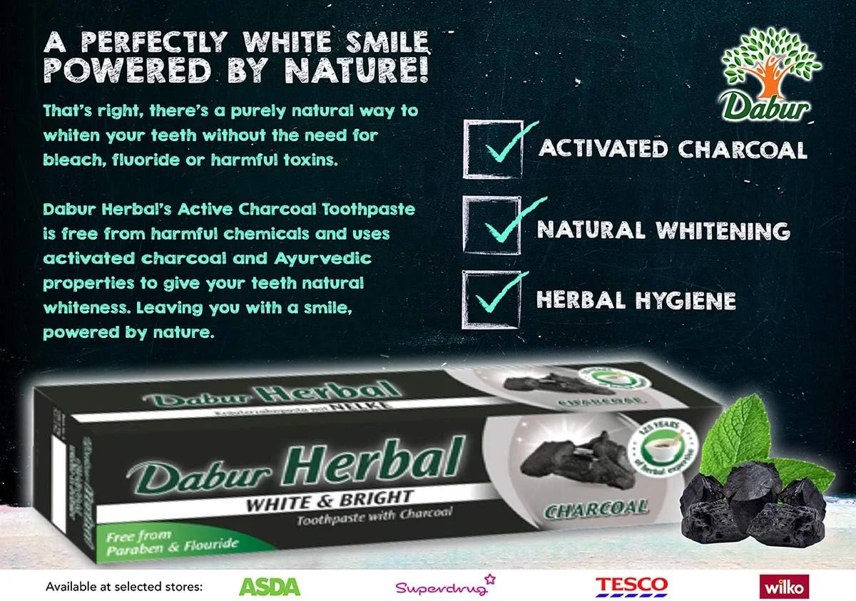 خمیر دندان ذغالی فعال گیاهی دابور 3x 100 میلی لیتر محصولات مراقبت آیورودا