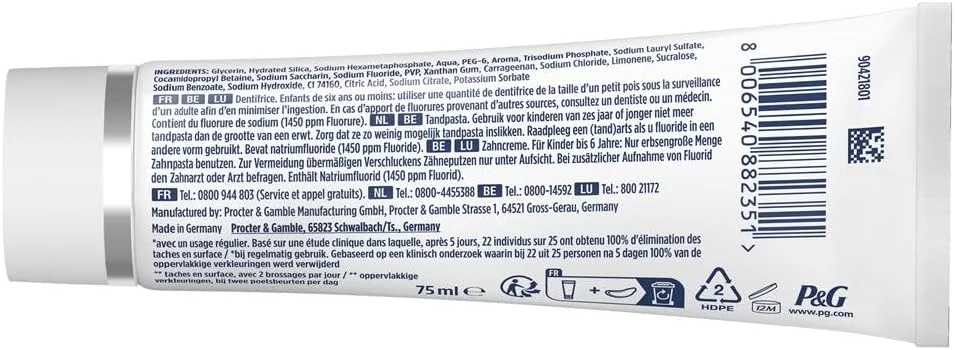 خمیر دندان سفید کننده اورال بی 3D White Advanced Luxe Perfection، از بین برنده لکه های سطحی، محافظت در برابر لکه ها، از نظر بالینی ثابت شده، رایحه نعناع با طراوت، 75 میلی لیتر خمیر دندان سفید کننده اورال بی 3D White Advanced Luxe Perfection، از بین برنده لکه های سطحی، محافظت در برابر لکه ها، از نظر بالینی ثابت شده، رایحه نعناع با طراوت، 75 میلی لیتر