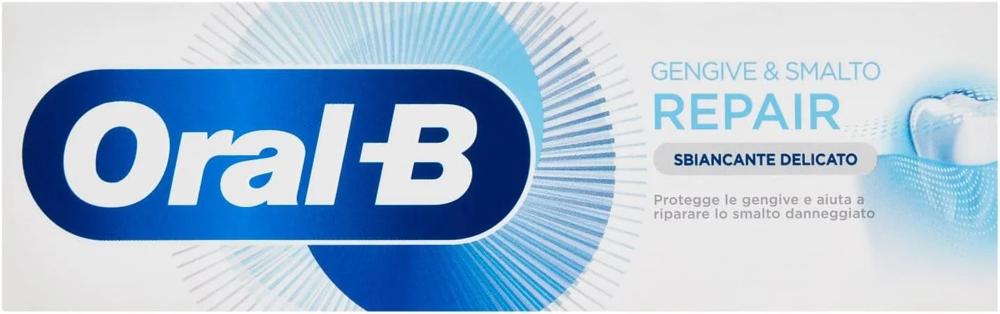 خمیر دندان ترمیم کننده لثه و پولیش ناخن اورال-بی، با اثر ضد باکتریایی و سفید کننده ملایم دندان، مواد معدنی مینای دندان را احیا می کند، 1 بسته 75 میلی لیتری