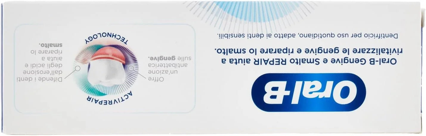 خمیر دندان ترمیم کننده لثه و پولیش ناخن اورال-بی، با اثر ضد باکتریایی و سفید کننده ملایم دندان، مواد معدنی مینای دندان را احیا می کند، 1 بسته 75 میلی لیتری