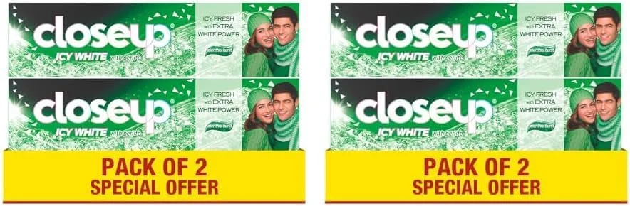 خمیر دندان کلوزآپ یخی سفید، برای قدرت سفید کنندگی بیشتر، انفجار منتول، با فرمول پرلیت، 75 میلی لیتر x 2 (بسته 2 عددی)