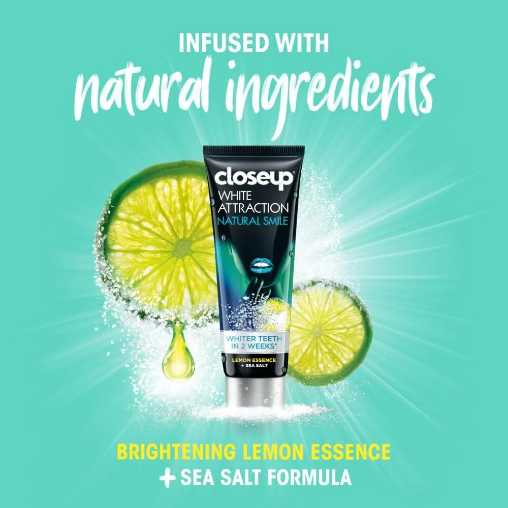 خمیر دندان ژلی سفید کننده کلوز آپ با عصاره لیمو و نمک دریا، 75 میلی لیتر (بسته 2 عددی)