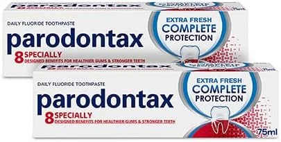 خمیر دندان پارودونتکس محافظت کامل، 8 مزیت ویژه برای لثه های سالم تر و دندان های قوی تر، فوق العاده با طراوت، 75 میلی لیتر، بسته 2 عددی