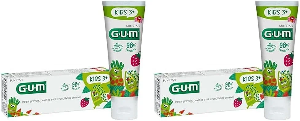 خمیر دندان کودک گام - 3+ سال - طعم توت فرنگی - طبیعی - بدون SLS، بدون پارابن - با فلوراید - جلوگیری از پوسیدگی - تقویت مینای دندان - حداکثر محافظت در برابر پوسیدگی - 50 میلی لیتر (بسته 2 عددی)